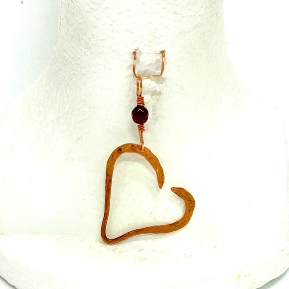 HANDCRAFTEd Hand Wrapped Hammered Pure Copper Heart Statement Pendant, Gift - Picture 7 of 10